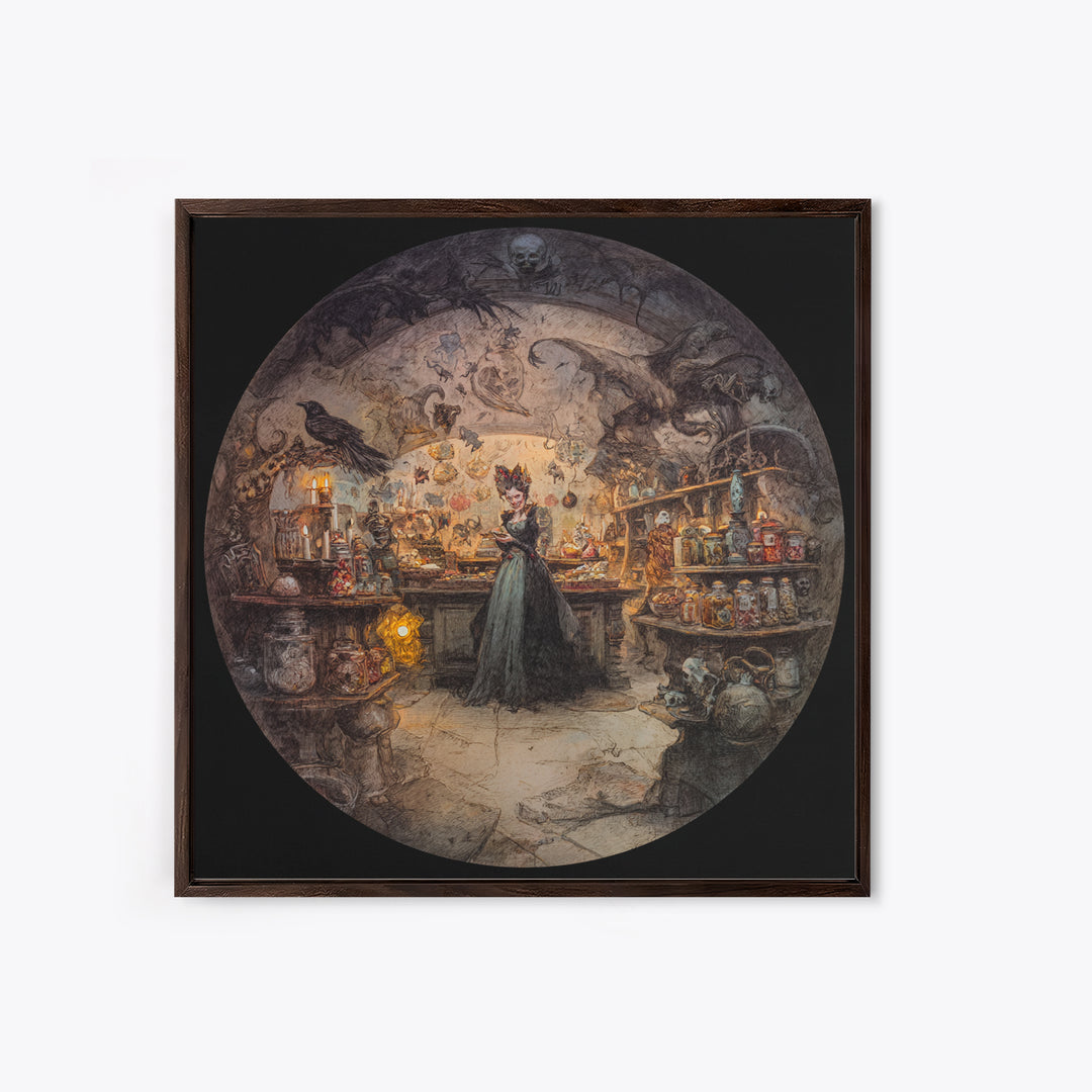 The Goblin Candy Shop, Decadent Gothic Art, Square Wall Art, Dark Fantasy Wall Art, Canvas Print, Halloween Wall Art