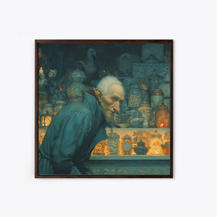 The Goblin Candy Shop, Symbolist Death Art, Square Wall Art, Macabre Wall Art, Canvas Print, Halloween Wall Art, Gothic Home Decor