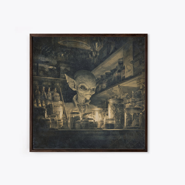 The Goblin Candy Shop, Biomechanical Horror Art, Square Wall Art, Macabre Wall Art, Canvas Print, Halloween Wall Art, Gothic Home Decor