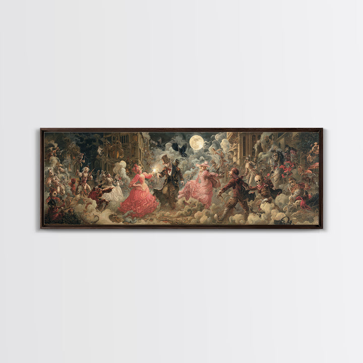 The Haunted Toy Parade, Gothic Engraving Art, Extra Wide Wall Art, Gothic Horror Wall Art, Canvas Print, Halloween Wall Art