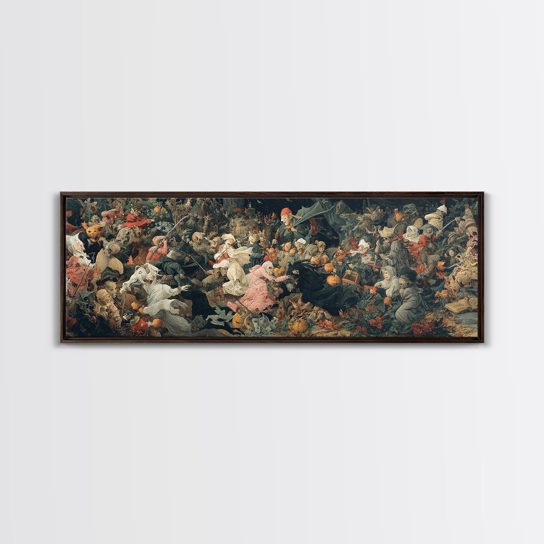 The Haunted Toy Parade, Medieval Grotesque Art, Extra Wide Wall Art, Dark Halloween Decor, Canvas Print, Halloween Wall Art