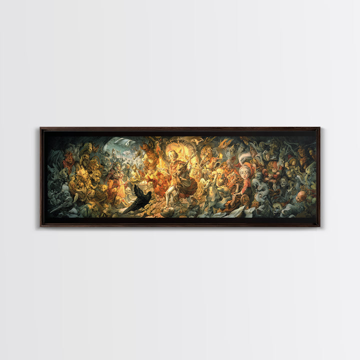 The Haunted Toy Parade, Dark Renaissance Art, Extra Wide Wall Art, Gothic Horror Wall Art, Canvas Print, Halloween Wall Art