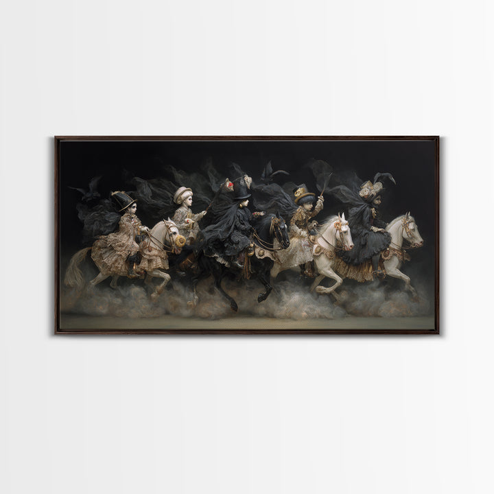 The Haunted Toy Parade, Dark Romantic Horror Art, Wide Panoramic Art, Gothic Horror Wall Art, Canvas Print, Halloween Wall Art