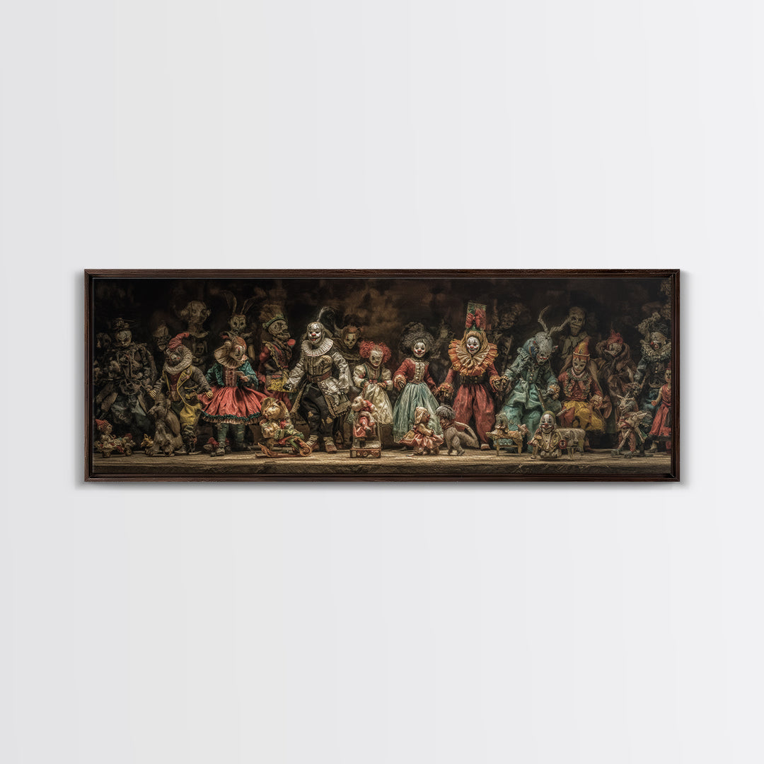 The Haunted Toy Parade, Gothic Nightmare Art, Extra Wide Wall Art, Gothic Horror Wall Art, Framed Canvas Print, Halloween Wall Art