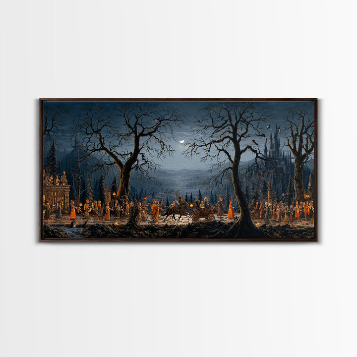 The Haunted Toy Parade, Romantic Gothic Landscape, Wide Panoramic Art, Macabre Wall Art, Canvas Print, Halloween Wall Art