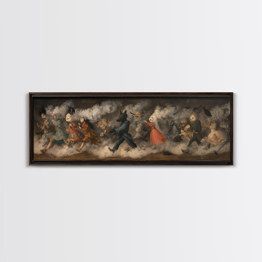 The Haunted Toy Parade, Symbolist Dream Art, Extra Wide Wall Art, Dark Fantasy Wall Art, Canvas Print, Halloween Wall Art