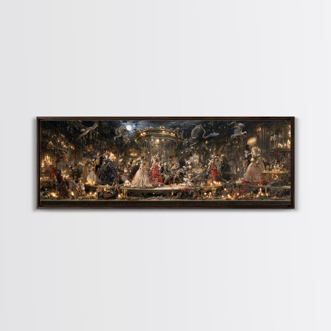 The Haunted Toy Parade, Ornate Symbolist Art, Extra Wide Wall Art, Dark Fantasy Wall Art, Framed Canvas Print, Halloween Wall Art