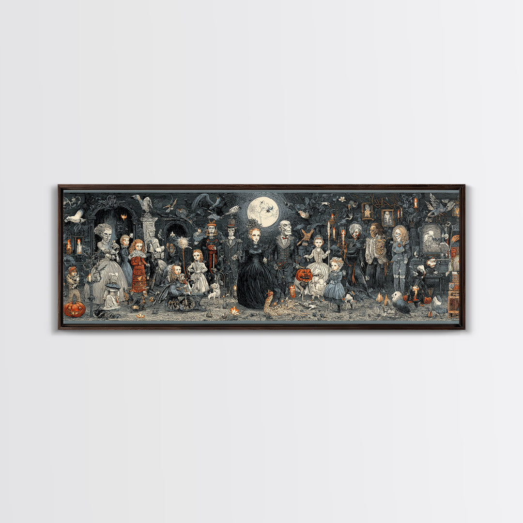 The Haunted Toy Parade, Victorian Macabre Art, Extra Wide Wall Art, Dark Fantasy Wall Art, Framed Canvas Print, Halloween Wall Art