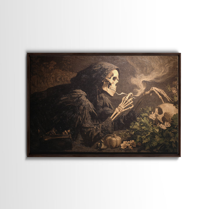 The Skeleton Gardeners, Dark Symbolist Art, Landscape Wall Art, Gothic Horror Wall Art, Framed Canvas Print, Halloween Wall Art