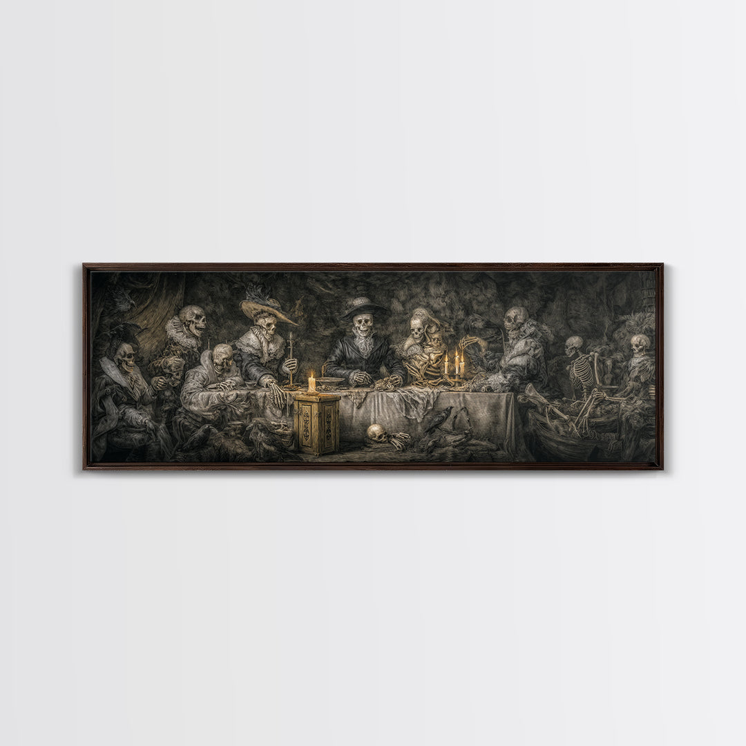 The Ghost Pirate Picnic, Danse Macabre Art, Extra Wide Wall Art, Dark Halloween Decor, Canvas Print, Halloween Wall Art