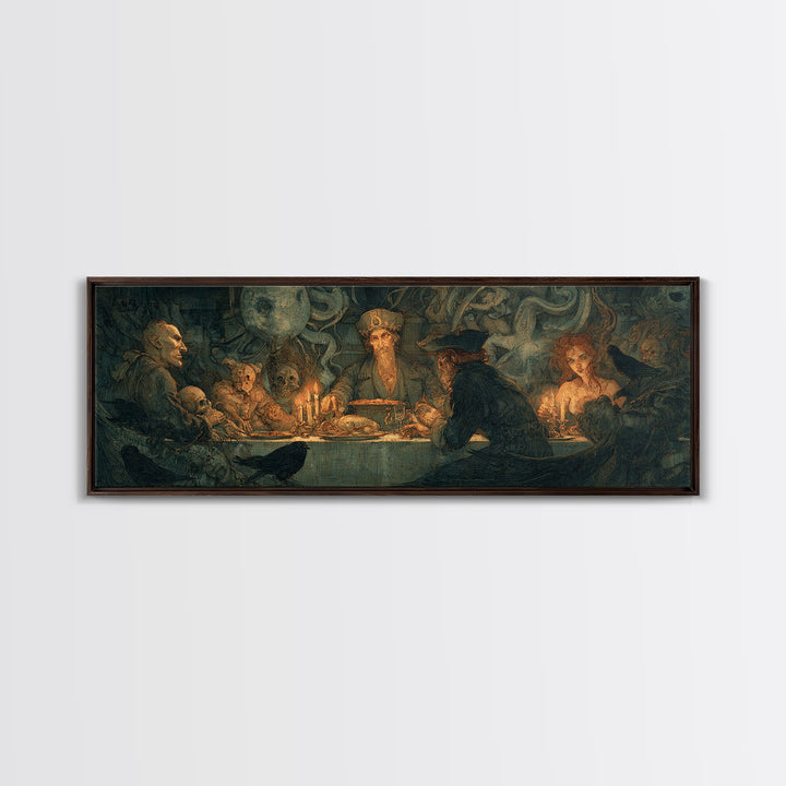 The Ghost Pirate Picnic, Dark Symbolist Art, Extra Wide Wall Art, Gothic Horror Wall Art, Framed Canvas Print, Halloween Wall Art