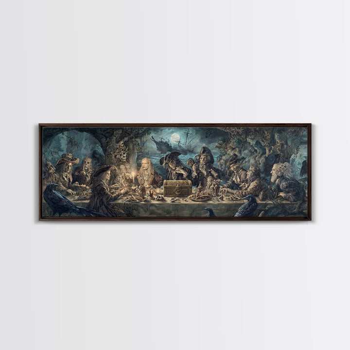 The Ghost Pirate Picnic, Symbolist Etching Art, Extra Wide Wall Art, Gothic Horror Wall Art, Canvas Print, Halloween Wall Art