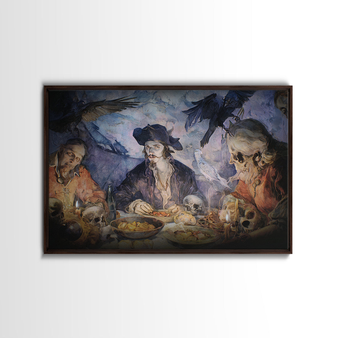 The Ghost Pirate Picnic, Expressionist Gothic Art, Landscape Wall Art, Dark Fantasy Wall Art, Canvas Print, Halloween Wall Art