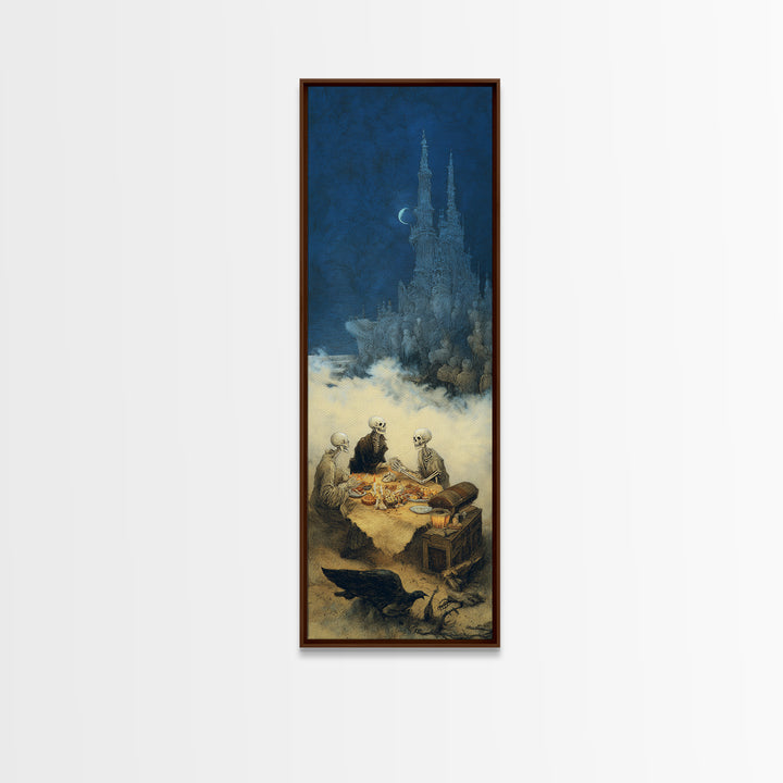 The Ghost Pirate Picnic, Surreal Apocalyptic Art, Tall Narrow Wall Art, Dark Fantasy Wall Art, Canvas Print, Halloween Wall Art