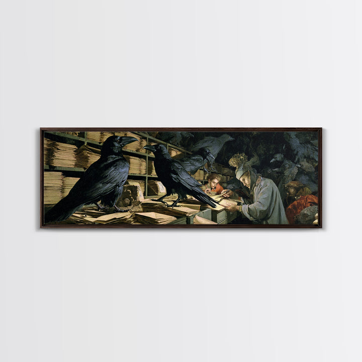 The Raven Post Office, Gothic Nightmare Art, Extra Wide Wall Art, Dark Fantasy Wall Art, Framed Canvas Print, Halloween Wall Art