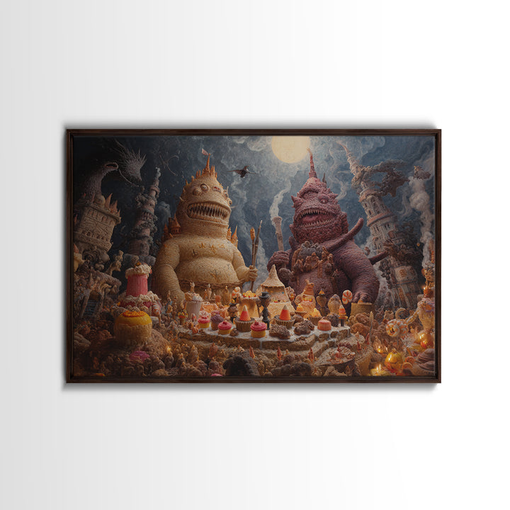The Candy Corn Kingdom, Medieval Grotesque Art, Landscape Wall Art, Macabre Wall Art, Canvas Print, Halloween Wall Art