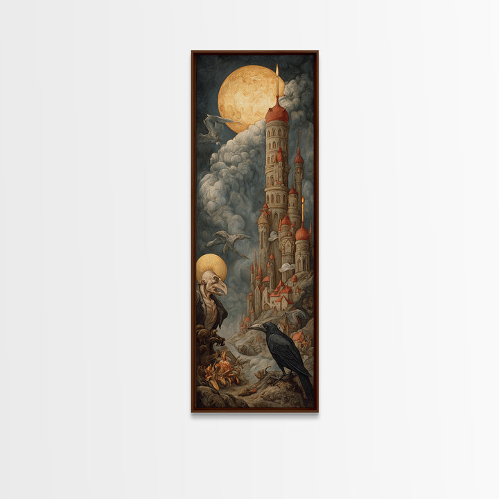 The Candy Corn Kingdom, Dark Renaissance Art, Tall Narrow Wall Art, Gothic Horror Wall Art, Framed Canvas Print