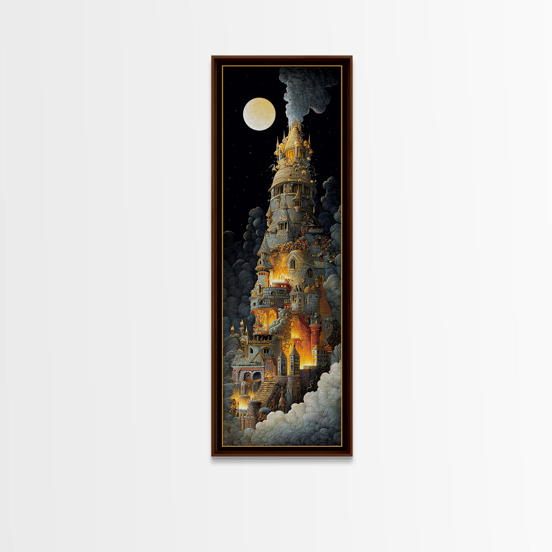 The Candy Corn Kingdom, Visionary Gothic Art, Tall Narrow Wall Art, Dark Halloween Decor, Framed Canvas Print, Halloween Wall Art