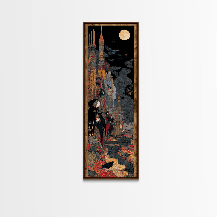 The Candy Corn Kingdom, Stained Glass Gothic Art, Tall Narrow Wall Art, Dark Fantasy Wall Art, Canvas Print, Halloween Wall Art