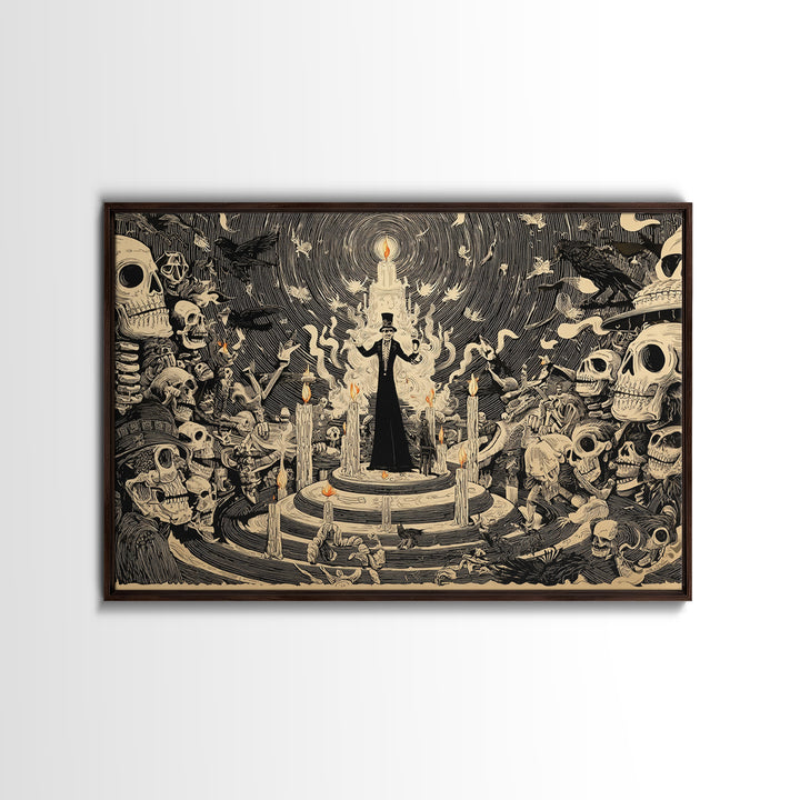 The Candy Corn Kingdom, Macabre Folk Print Art, Landscape Wall Art, Gothic Horror Wall Art, Canvas Print, Halloween Wall Art