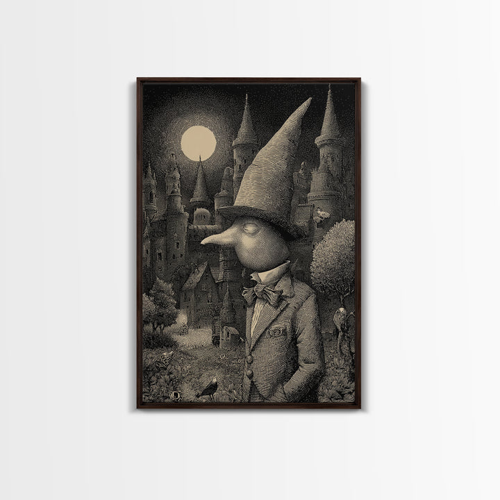 The Candy Corn Kingdom, Victorian Macabre Art, Vertical Wall Art, Dark Fantasy Wall Art, Framed Canvas Print, Halloween Wall Art