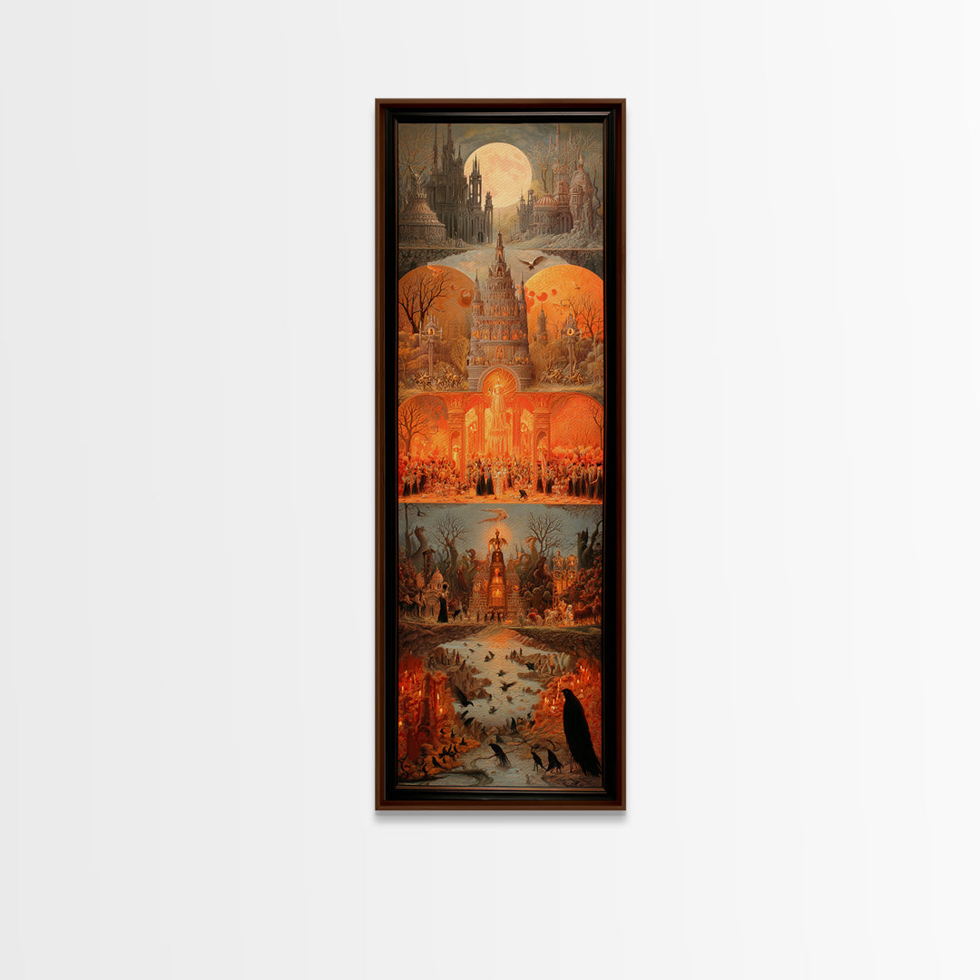The Candy Corn Kingdom, Surreal Apocalyptic Art, Tall Narrow Wall Art, Dark Halloween Decor, Framed Canvas Print, Halloween Wall Art