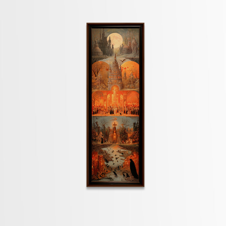 The Candy Corn Kingdom, Surreal Apocalyptic Art, Tall Narrow Wall Art, Dark Halloween Decor, Framed Canvas Print, Halloween Wall Art