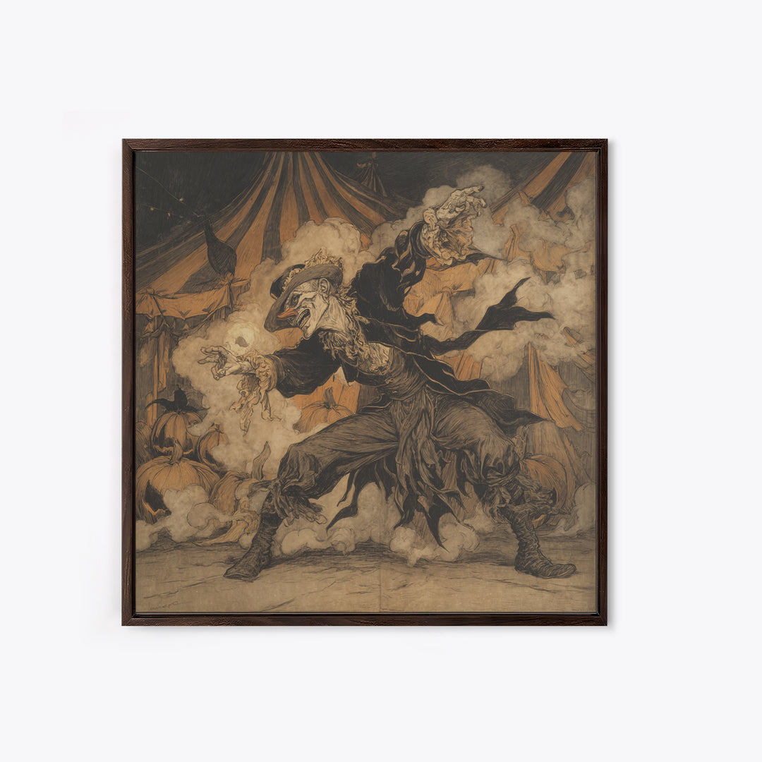 The Jack-O'-Lantern Circus, Decadent Gothic Art, Square Wall Art, Dark Halloween Decor, Canvas Print, Halloween Wall Art