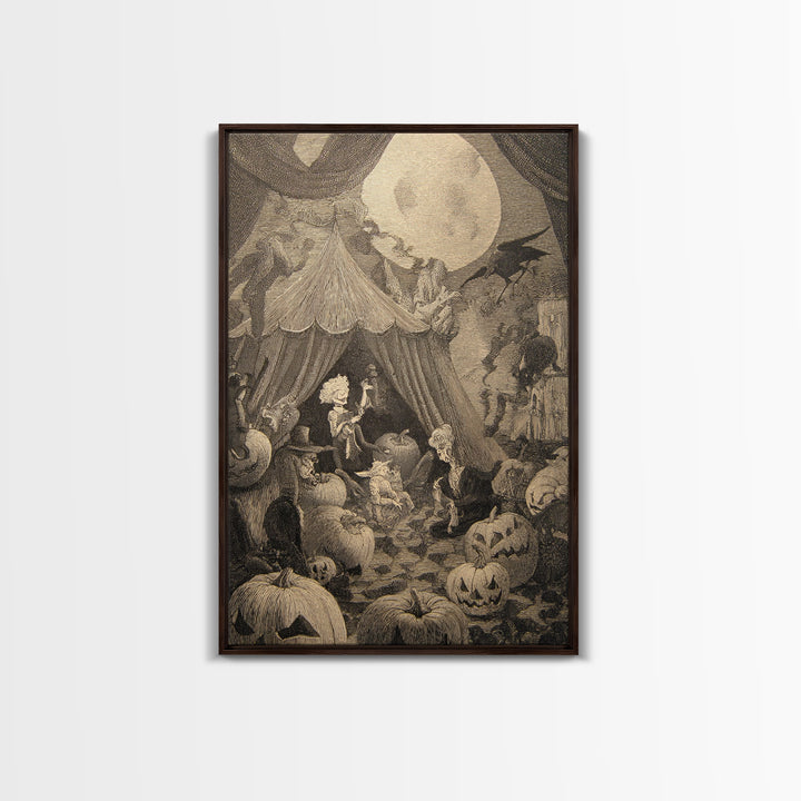 The Jack-O'-Lantern Circus, Victorian Macabre Art, Vertical Wall Art, Gothic Horror Wall Art, Canvas Print, Halloween Wall Art