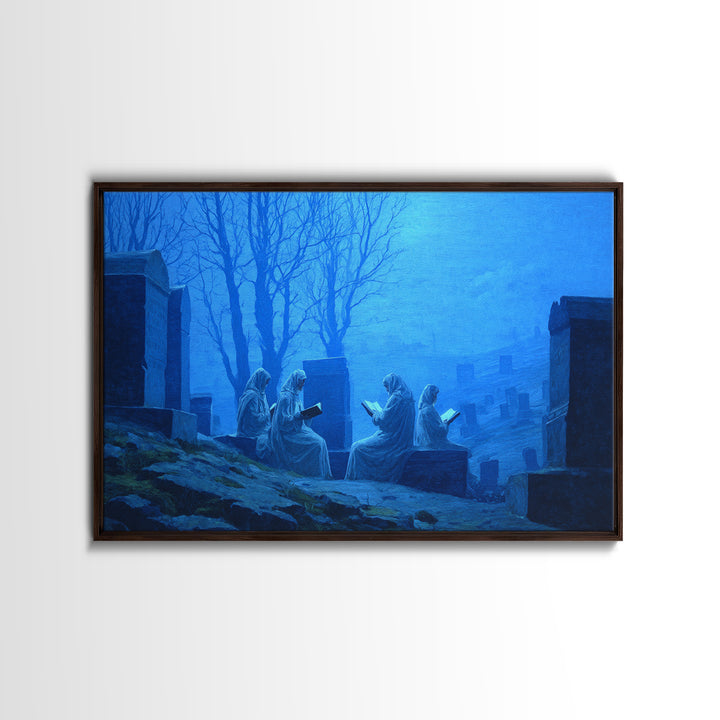The Graveyard Book Club, Romantic Gothic Landscape, Landscape Wall Art, Macabre Wall Art, Canvas Print, Halloween Wall Art