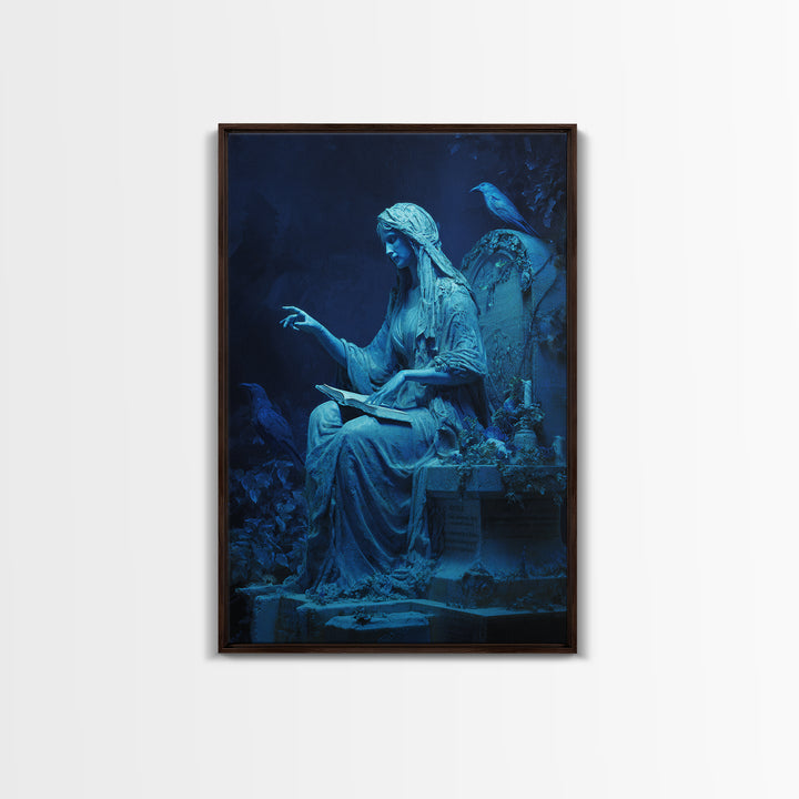 The Graveyard Book Club, Ornate Symbolist Art, Vertical Wall Art, Macabre Wall Art, Framed Canvas Print, Halloween Wall Art
