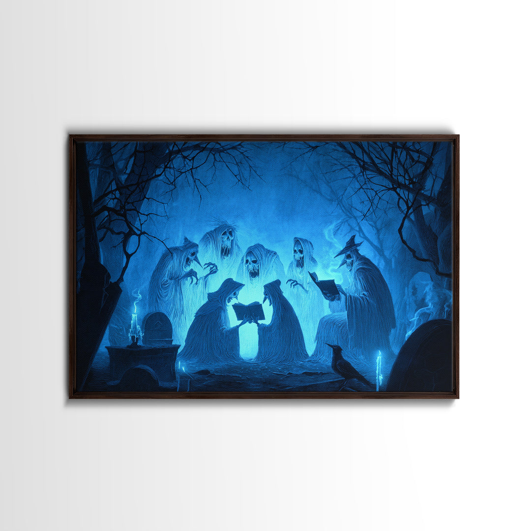 The Graveyard Book Club, Expressionist Nightmare Art, Landscape Wall Art, Macabre Wall Art, Canvas Print, Halloween Wall Art