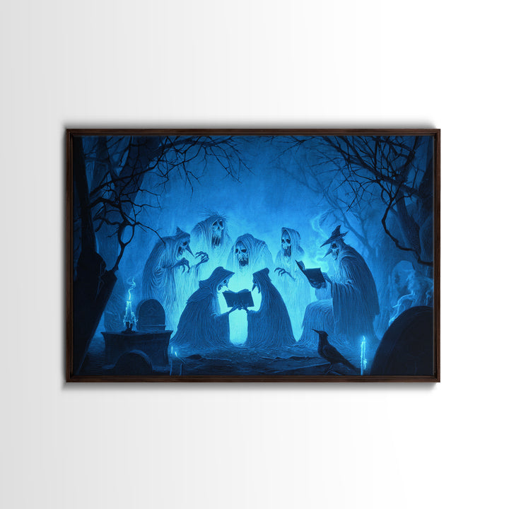 The Graveyard Book Club, Expressionist Nightmare Art, Landscape Wall Art, Macabre Wall Art, Canvas Print, Halloween Wall Art