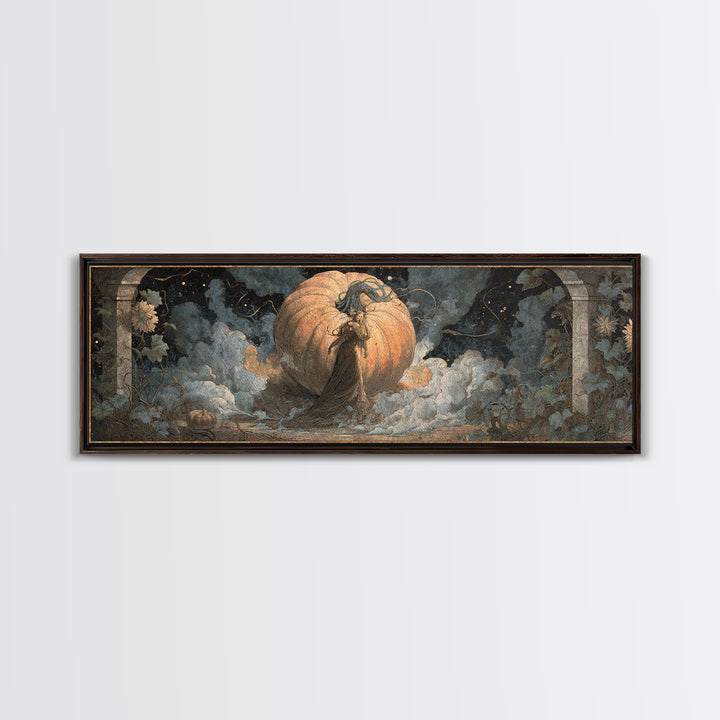 The Cosmic Pumpkin God, Symbolist Dream Art, Extra Wide Wall Art, Macabre Wall Art, Canvas Print, Halloween Wall Art, Halloween Decor