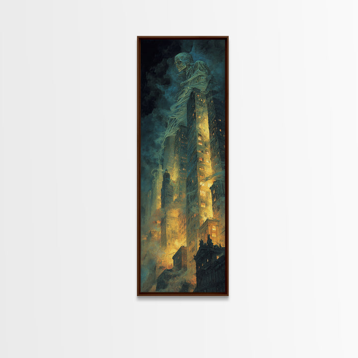 The Haunted City Skyline, Gothic Nightmare Art, Tall Narrow Wall Art, Dark Halloween Decor, Canvas Print, Halloween Wall Art