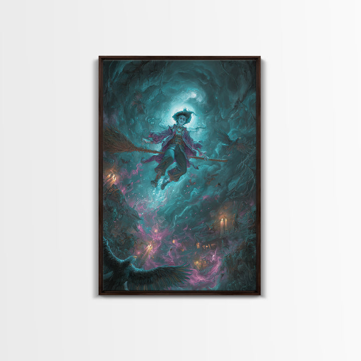 The Cyberpunk Witch, Dark Renaissance Art, Vertical Wall Art, Gothic Horror Wall Art, Canvas Print, Halloween Wall Art