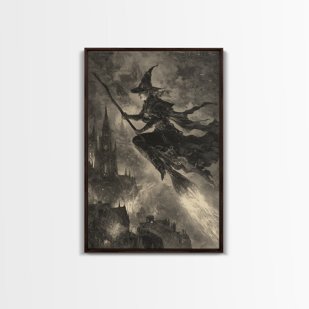 The Cyberpunk Witch, Decadent Gothic Art, Vertical Wall Art, Dark Fantasy Wall Art, Canvas Print, Halloween Wall Art