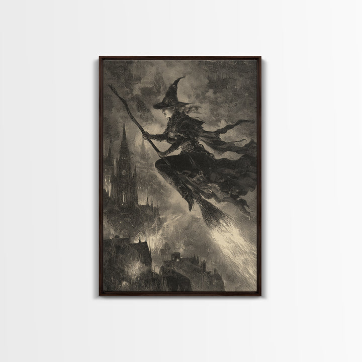 The Cyberpunk Witch, Decadent Gothic Art, Vertical Wall Art, Dark Fantasy Wall Art, Canvas Print, Halloween Wall Art