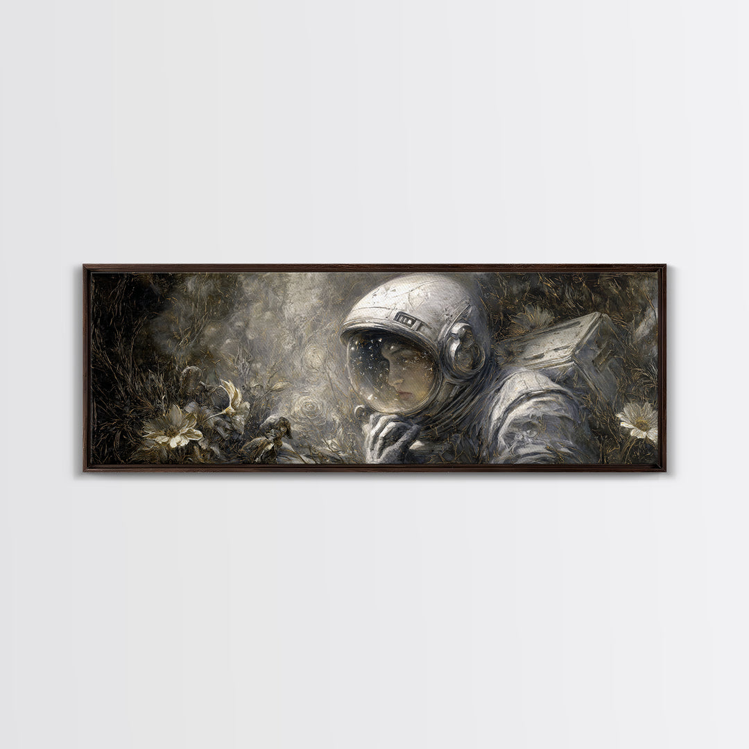 The Astronaut Ghost, Symbolist Dream Art, Extra Wide Wall Art, Gothic Horror Wall Art, Canvas Print, Halloween Wall Art