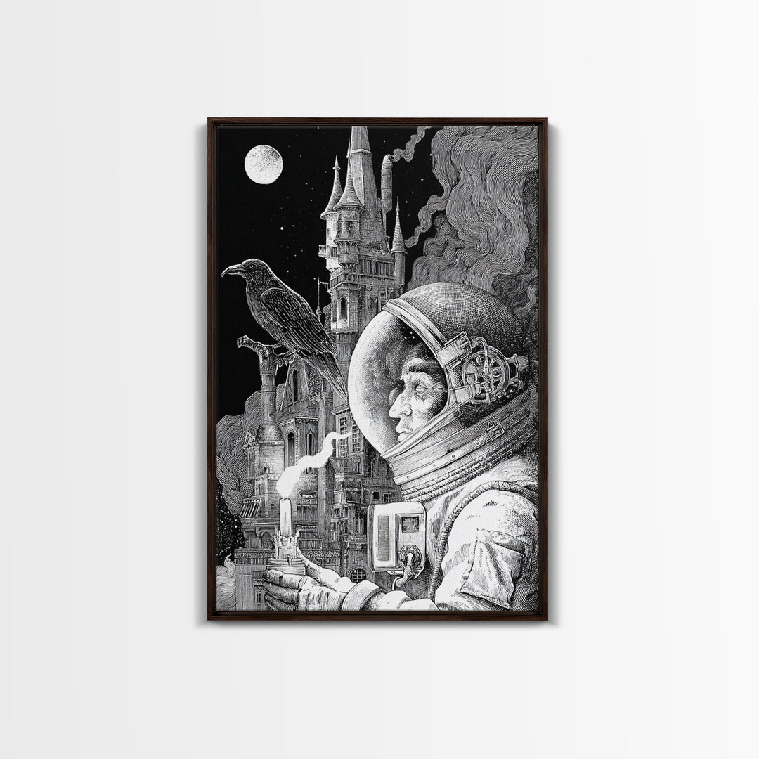The Astronaut Ghost, Victorian Macabre Art, Vertical Wall Art, Dark Fantasy Wall Art, Canvas Print, Halloween Wall Art, Halloween Decor