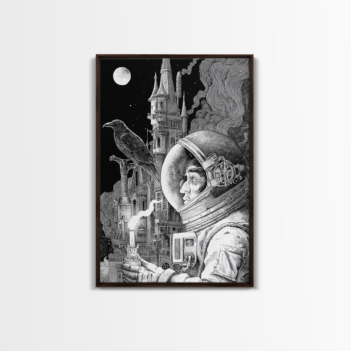 The Astronaut Ghost, Victorian Macabre Art, Vertical Wall Art, Dark Fantasy Wall Art, Canvas Print, Halloween Wall Art, Halloween Decor