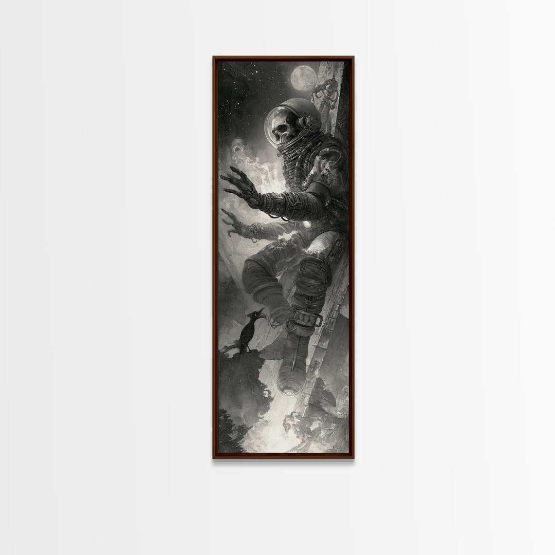 The Astronaut Ghost, Biomechanical Horror Art, Tall Narrow Wall Art, Gothic Horror Wall Art, Canvas Print, Halloween Wall Art