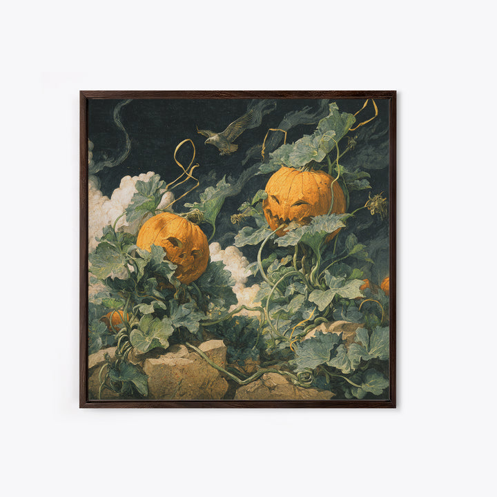 The Alien Pumpkin Patch, Danse Macabre Art, Square Wall Art, Gothic Horror Wall Art, Canvas Print, Halloween Wall Art