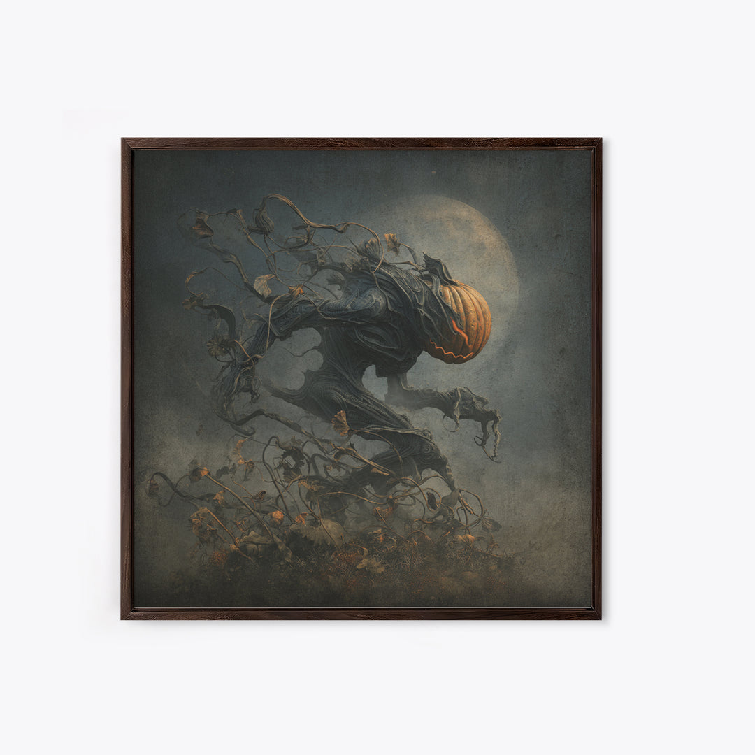 The Alien Pumpkin Patch, Biomechanical Horror Art, Square Wall Art, Dark Fantasy Wall Art, Framed Canvas Print, Halloween Wall Art