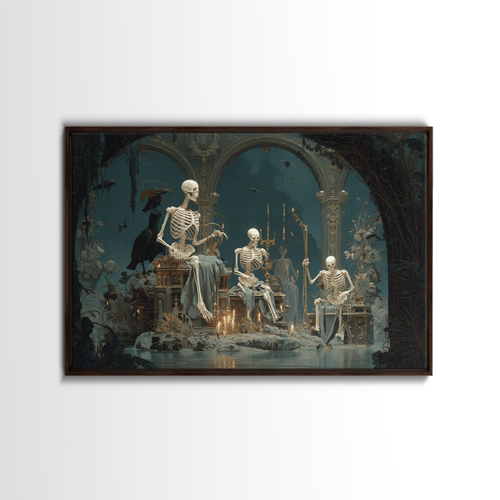 The Biomechanical Skeleton, Symbolist Gothic Landscape, Landscape Wall Art, Dark Fantasy Wall Art, Canvas Print, Halloween Wall Art