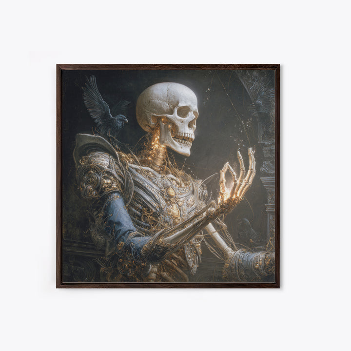 The Biomechanical Skeleton, Ornate Symbolist Art, Square Wall Art, Gothic Horror Wall Art, Framed Canvas Print, Halloween Wall Art