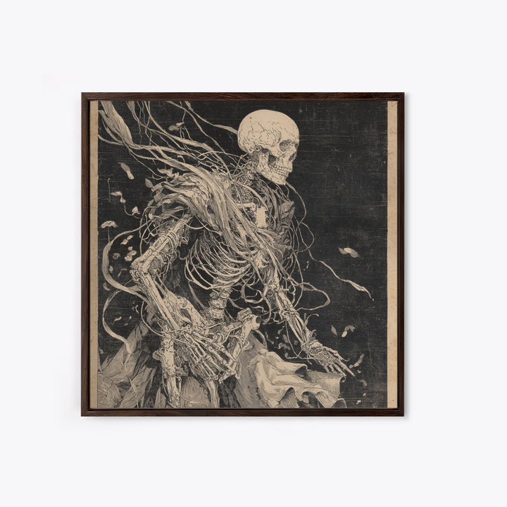 The Biomechanical Skeleton, Decadent Gothic Art, Square Wall Art, Macabre Wall Art, Canvas Print, Halloween Wall Art
