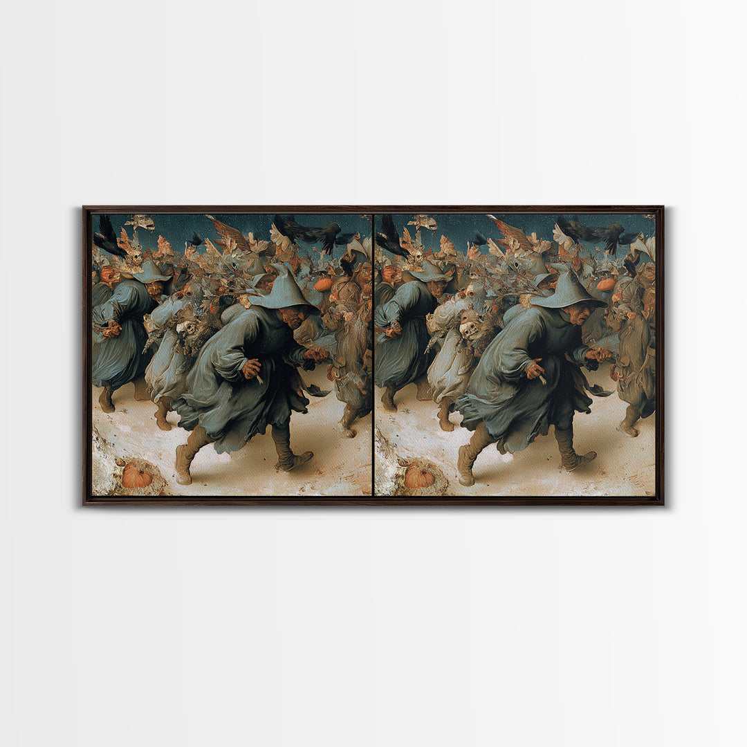 Desert Halloween, Northern Renaissance Horror, Wide Panoramic Art, Macabre Wall Art, Framed Canvas Print, Halloween Wall Art