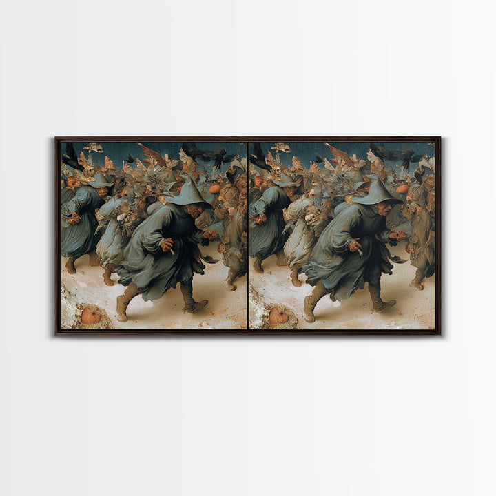 Desert Halloween, Northern Renaissance Horror, Wide Panoramic Art, Macabre Wall Art, Framed Canvas Print, Halloween Wall Art