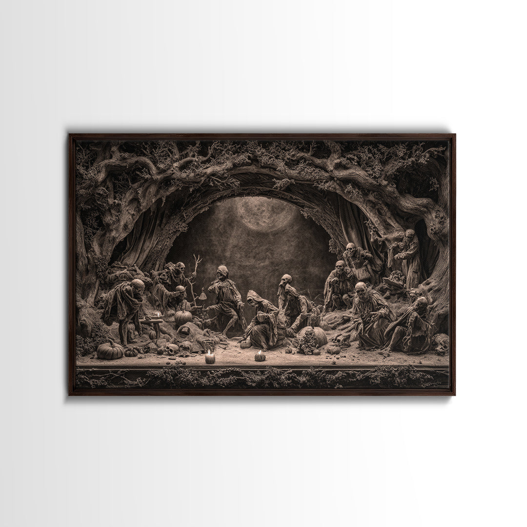 Desert Halloween, Baroque Witchcraft Art, Landscape Wall Art, Gothic Horror Wall Art, Canvas Print, Halloween Wall Art
